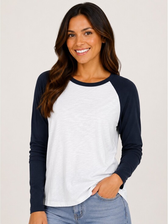 Six Fifty Tops - NWT Six Fifty White Navy Long Sleeve Top Size Medium